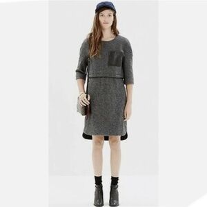 ⭐️ Madewell Leather Pocket Installation Dress Gray Black Wool Medium
